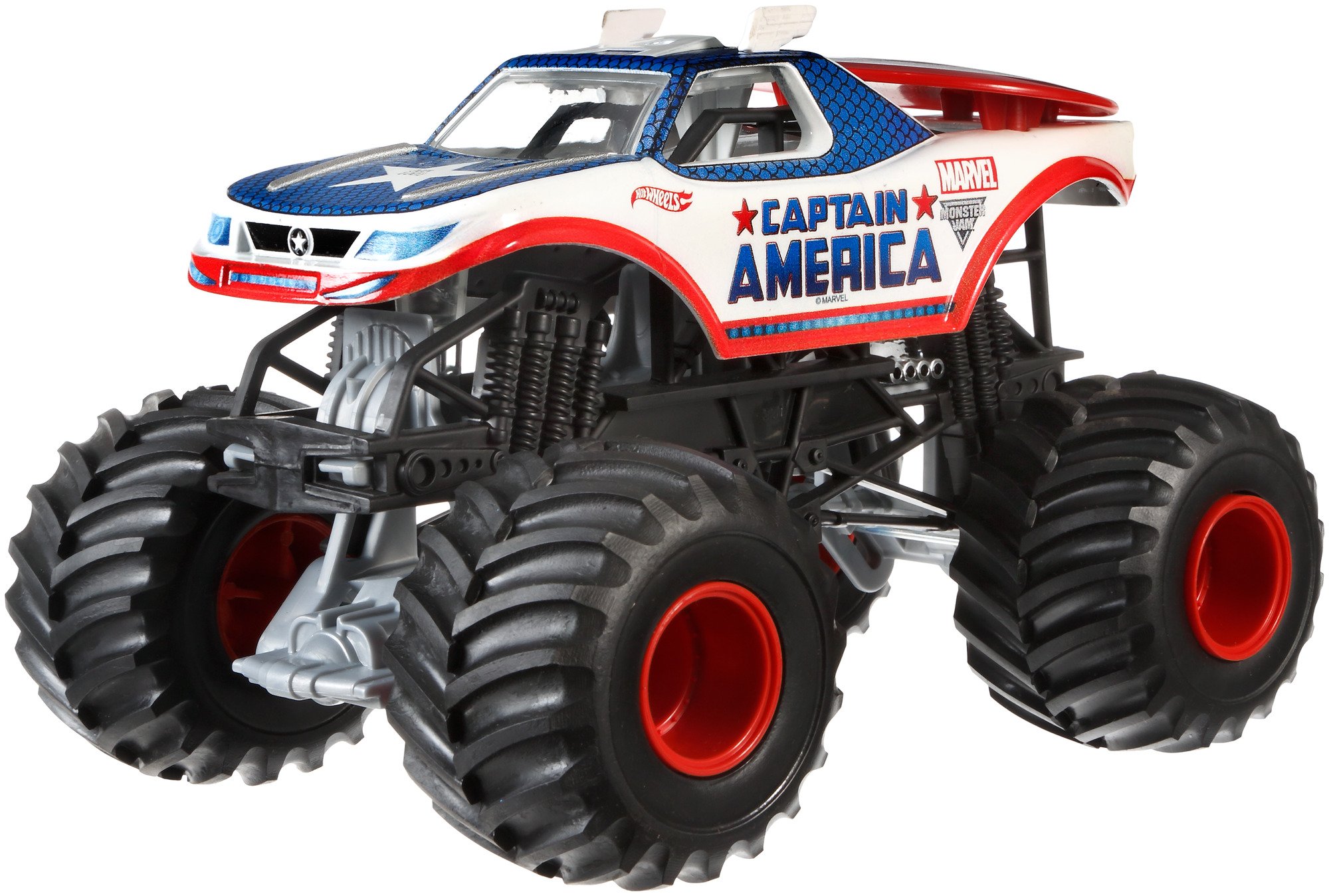 Hot Wheels Monster Jam 1:24 Scale Die-Cast Captain America Truck - Collectible Toy Car for Kids & Adults, Perfect for Playtime, Display & Gift Giving