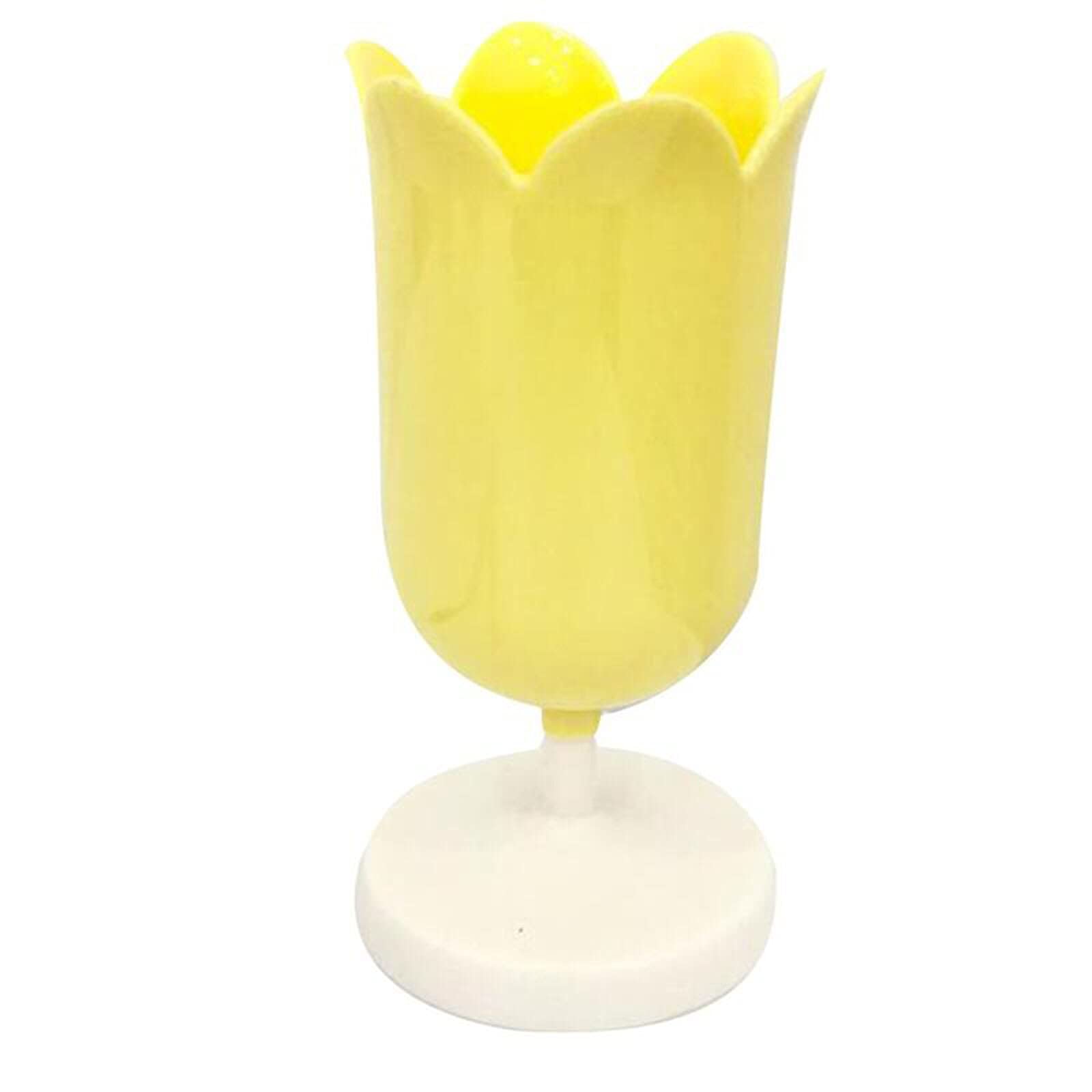 Petal Shaped Makeup Organizer - Plastic Storage Box for Cosmetic Brushes & Pens | Desktop Sundries Holder for Home, Office & Dorm Rooms | Yellow Makeup Brush Organizer for Vanity & Travel