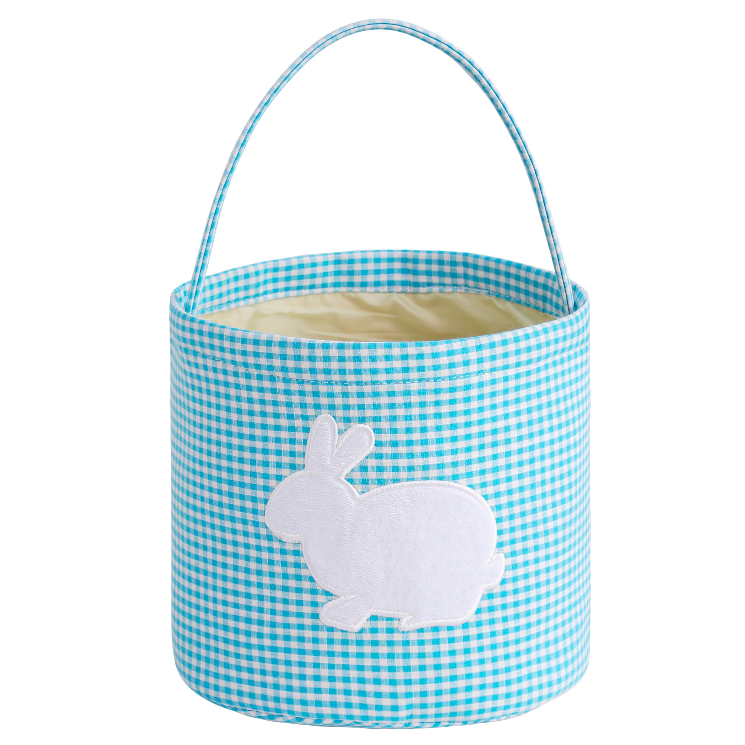 Easter Bunny Basket - Classic Blue Gingham Easter Bucket Bag for Easter Egg Hunts, Party Favors & Home Decor - Perfect for Easter Celebrations, Kids' Egg Hunt Games & Spring Party Decorations
