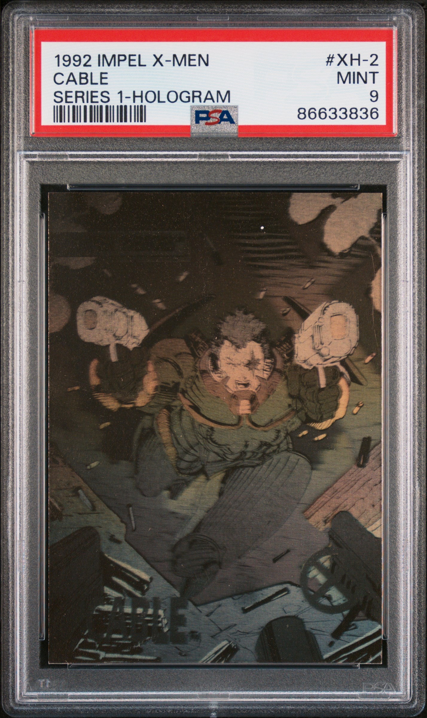 1992 IMPEL X-Men Series 1 Hologram Cable #XH2 PSA 9 NM-MT - Rare Marvel Comics Trading Card for Collectors & Investors - Perfect for Display, Trading, and Comic Book Collections