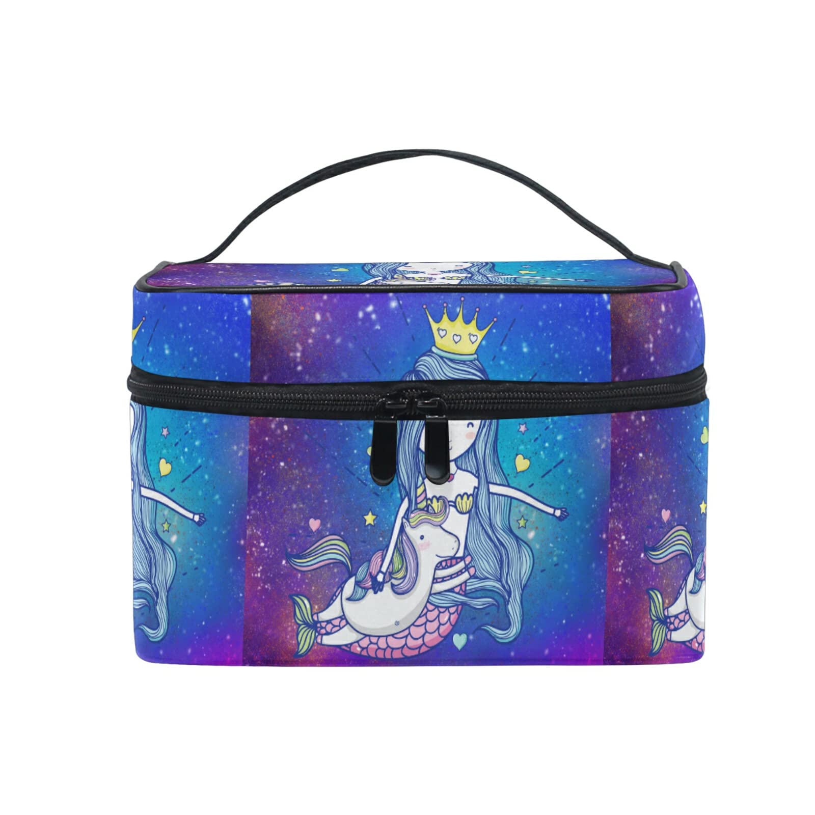 Cute Space Themed Mermaid Unicorn Makeup Bag for Women - Waterproof Cosmetic & Toiletry Travel Organizer - Perfect for Travel, Gym, and Daily Use