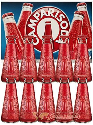 Campari Soda Italian Aperitif - 10 Pack of 9.8cl Bottles | Perfect for Cocktails, Happy Hours & Outdoor Parties