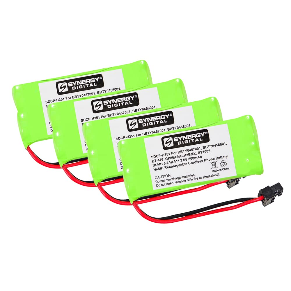 Synergy Digital Rechargeable Ni-MH 2.4V 750mAh Cordless Phone Batteries (4-Pack) - Compatible with Uniden DCX170 Bluetooth Handset - Perfect for Home & Office Communication