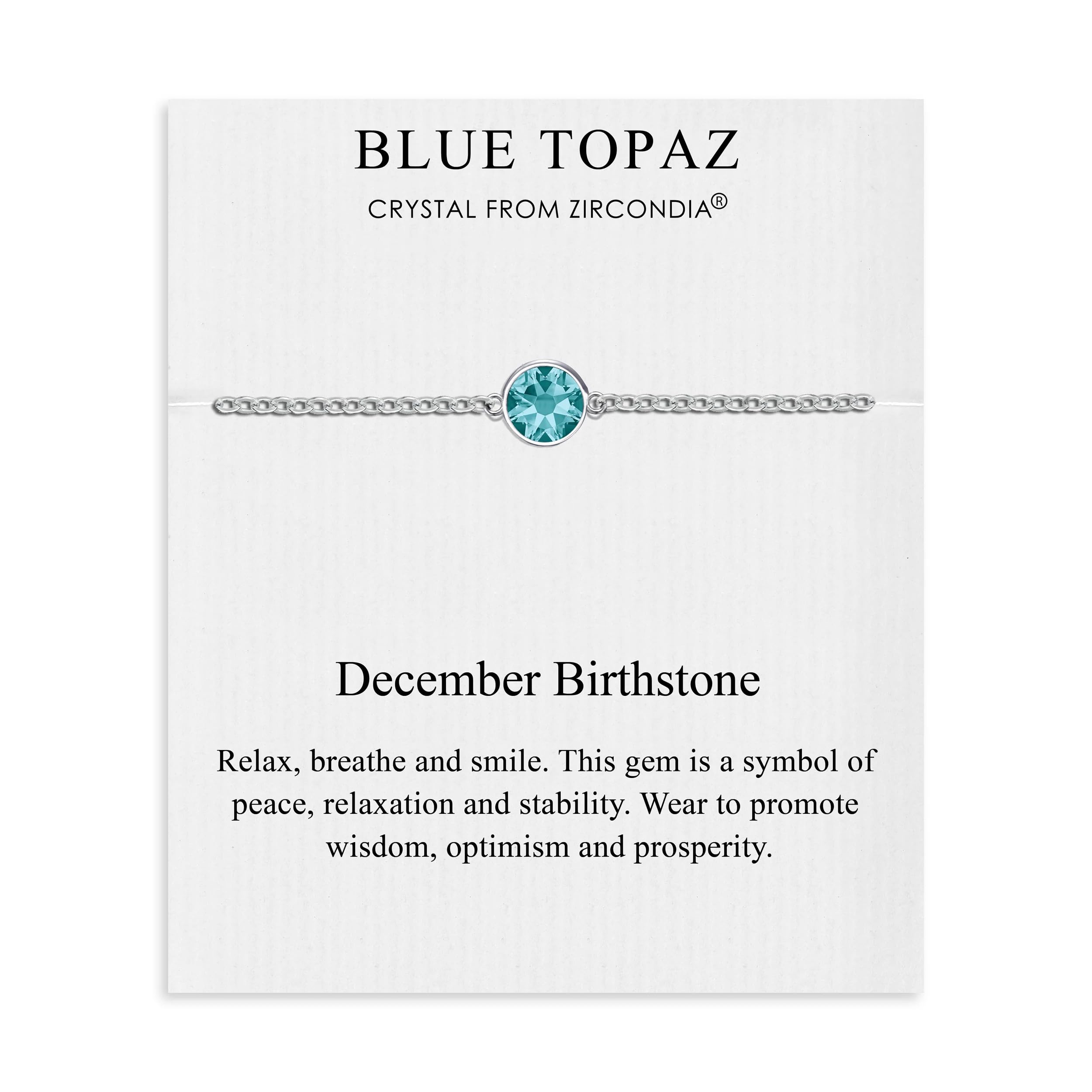 Blue Topaz Birthstone Anklet with Zircondia® Crystals - Perfect Gift for December Birthdays