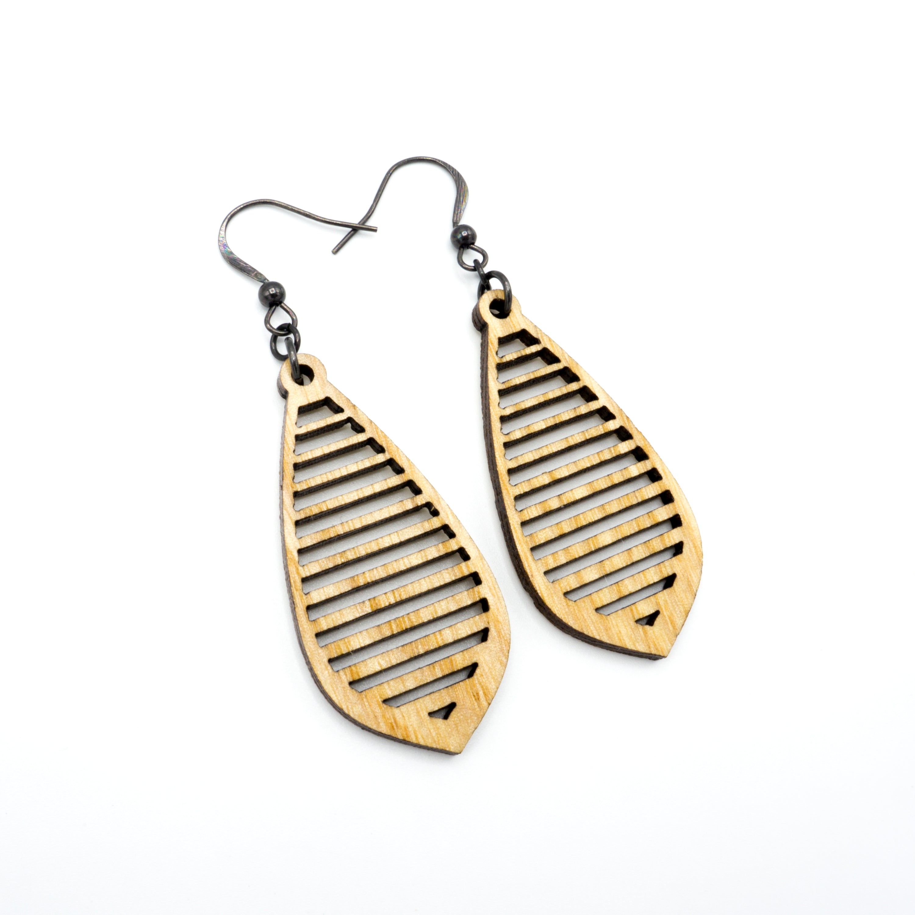Gem Point 10 [S] Wooden Earrings - Handcrafted Ash Wood Dangle Earrings for Women | Boho Chic Jewelry for Everyday Wear & Special Occasions