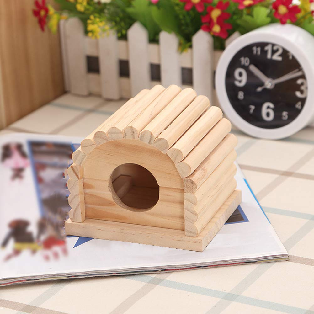 Natural Wooden Multifunction Hamster House - Separated Hideout & Play Area for Dwarf Hamsters, Gerbils, Mice | Small Pet Cage Accessories for Chewing, Climbing & Nesting