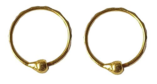 22K/18K Solid Gold Hoop Earrings with Bead Design - Certified Fine Yellow Gold Jewelry for Women, Girls & Men - 9mm Size - Perfect for Gifts, Weddings & Special Occasions