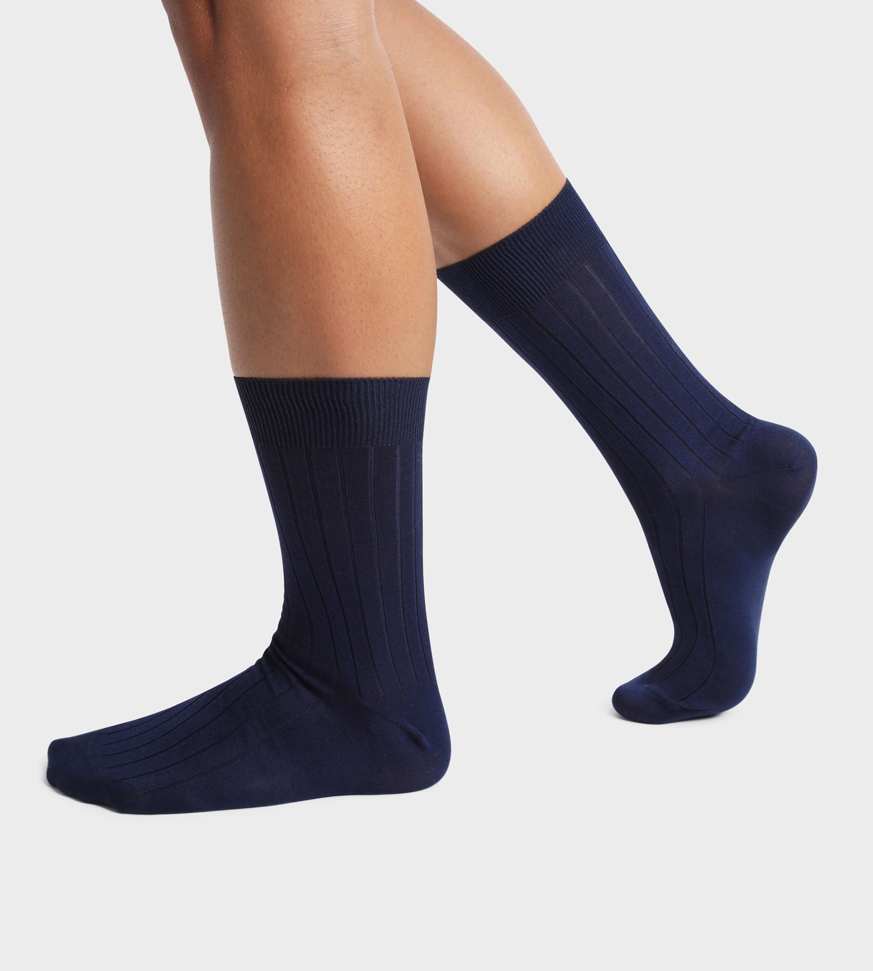 2 Pairs Men's Navy Blue Cotton Socks - Soft & Breathable Crew Socks for Casual Wear, Work & Gym - Premium Quality Cotton Socks for Men