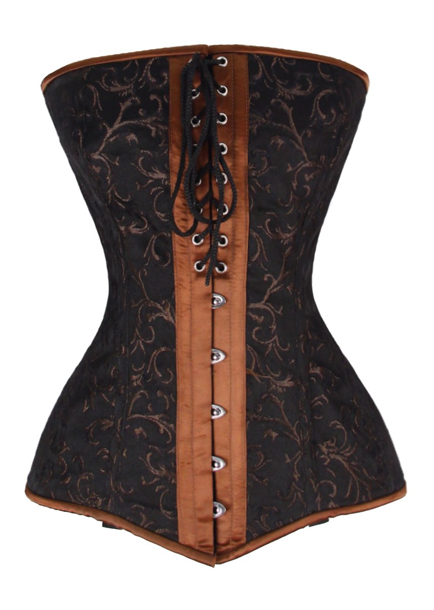 Luvsecretlingerie Heavy Duty 26 Double Steel Boned Waist Training Corset - Overbust Brocade & Satin Tight Shaper #9003 for Women's Body Shaping, Burlesque, Cosplay and Special Occasions