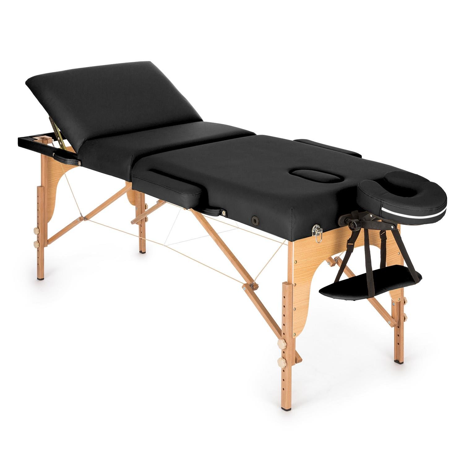 Klarfit MT 500 Portable Massage Table - Professional Foldable Beauty Bed 210cm, 200kg Weight Capacity, Adjustable Backrest with Face Hole & Dual Headrests, Includes Carrying Bag (Black) - Perfect for Home Spa, Professional Massage Therapy & Beauty Salon Treatments