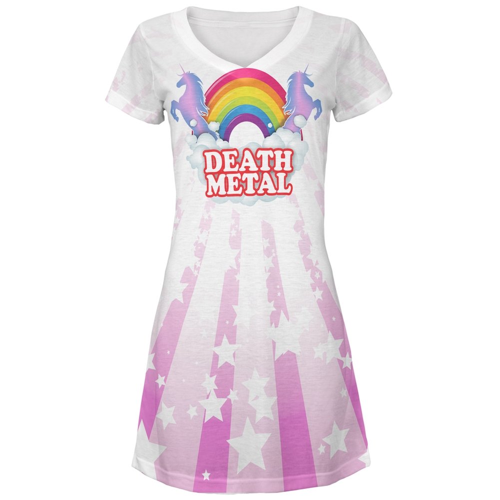 Death Metal Rainbow Print Juniors Cover-Up Beach Dress - Perfect for Summer Vacations, Pool Parties & Music Festivals