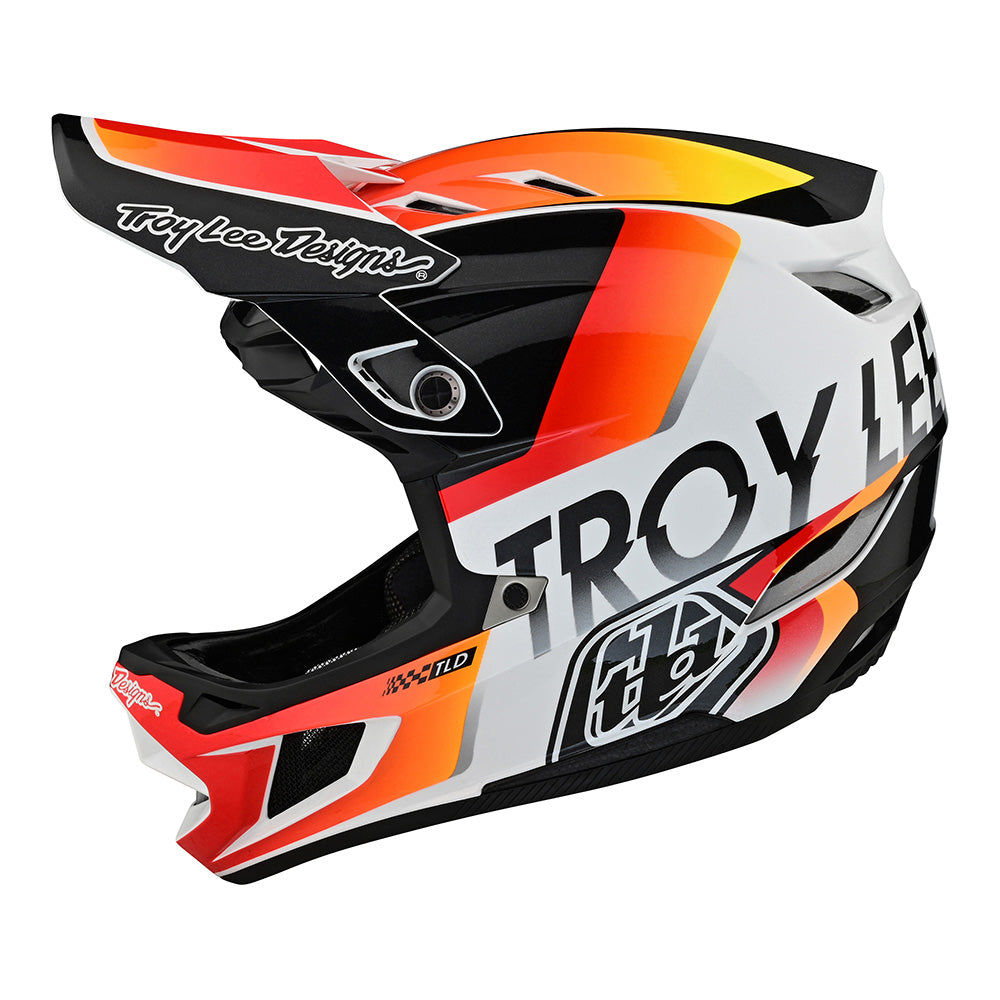 D4 Composite Helmet Qualifier - White & Orange Motorcycle Racing Helmet - DOT & ECE Certified for Safety - Perfect for Track Racing, Street Biking & Off-Road Adventures