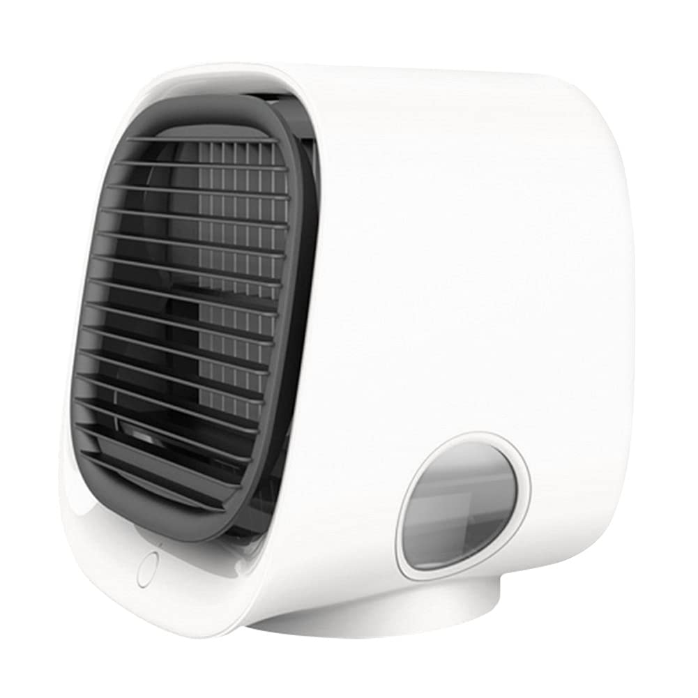 HBNNBV Mini USB Desktop Air Conditioner Fan with Night Light, Water Cooling, Humidifier & Air Purifier - Portable Handheld Cooling Fan for Home Office Summer Use (White) - Perfect for Bedroom, Desk, Travel & Outdoor Activities