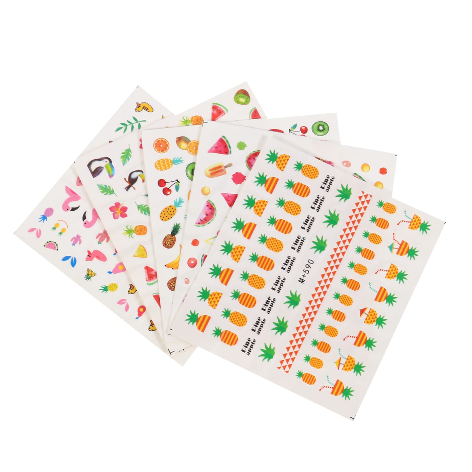 NUOBESTY 10 Sheets Fruity Nail Stickers - Tropical Fruit & Palm Tree Nail Art Decals for DIY Manicure, Laptop Decals, Journal Decor - Perfect for Summer Nails, Beach Vacation, Scrapbooking & Gift Ideas