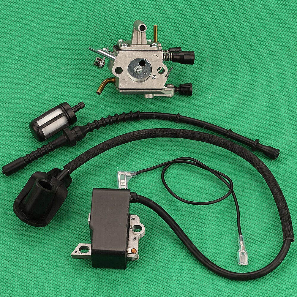 Stihl FS120 FS120R FS200 FS200R Carburetor & Ignition Coil Replacement Parts - Compatible with Weedeater & Trimmer for Lawn Maintenance & Landscaping