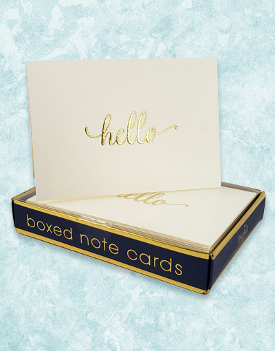 Hello Hello Embossed Note Cards - Elegant Greeting Cards for Thank You Notes, Invitations & Special Occasions - Perfect for Weddings, Birthdays & Corporate Events