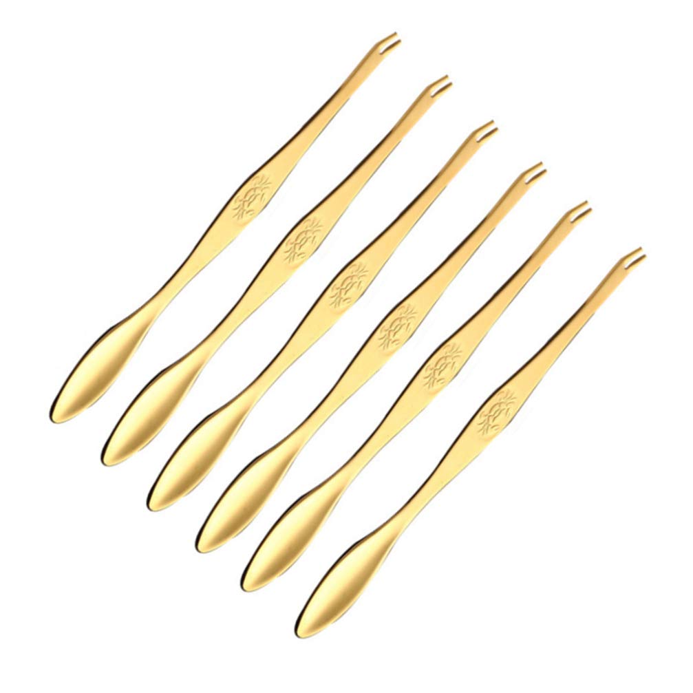 Angoily 6-Piece 304 Stainless Steel Oyster Forks Set - Professional Seafood Crackers, Shellfish Forks & Nut Picks for Crab, Lobster, Shrimp - Perfect for Seafood Restaurants, Dinner Parties & Home Cooking