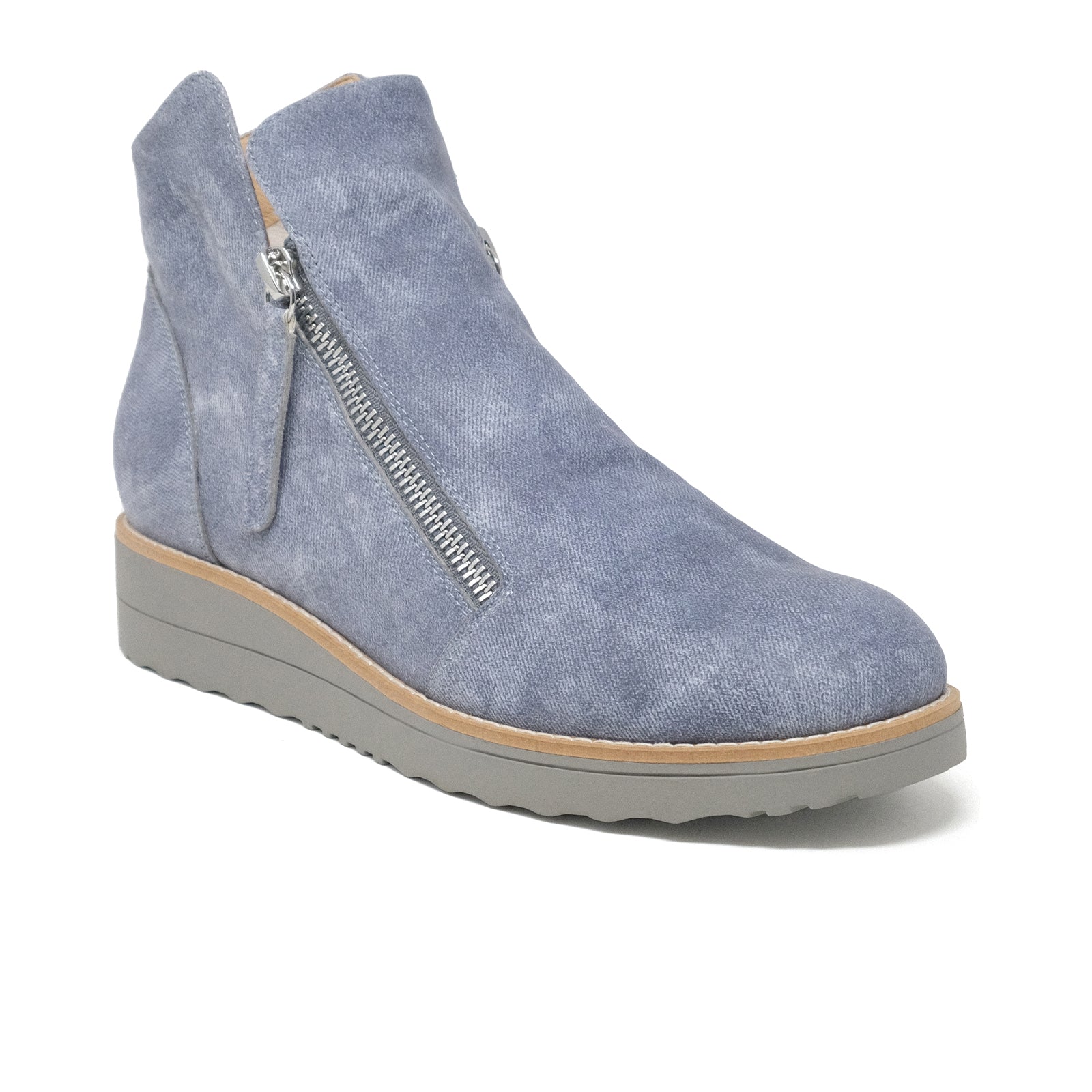 Django & Juliette Ohmy Women's Ankle Boots - Washed Denim & Mixed Leather - Stylish Casual Booties for Everyday Wear, Date Night & Office Outfits