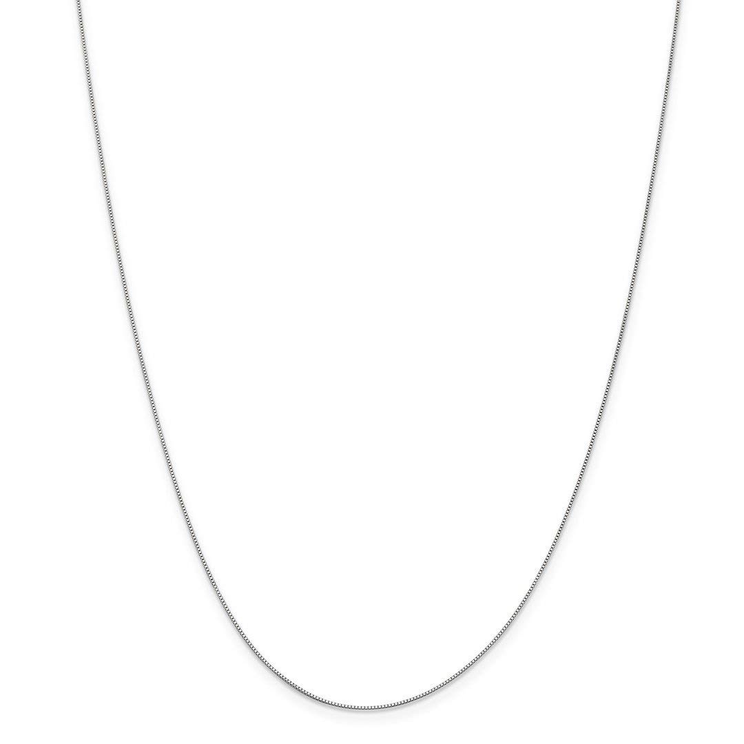 18K White Gold 0.50mm Box Chain Necklace 20 Inch - Dainty Pendant Charm Jewelry for Women, Gift Set - Perfect for Everyday Wear, Special Occasions & Gifts