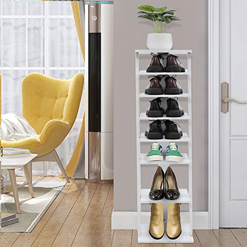 Wooden Shoe Storage Shelf Organizer - 28 x 26.7 x 101.4 cm (L x W x H) - Space Saving Shoe Rack for Closet, Entryway & Bedroom Organization