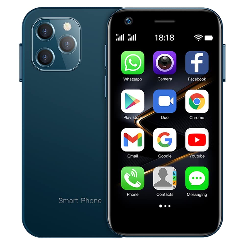 Soyes XS12 Mini 4G Smartphone - 3.0 Inch Ultra Thin Dual SIM Unlocked Mobile Phone with WiFi, Bluetooth & Hotspot - 64GB Blue - Perfect for Students & Travel (Global Version)