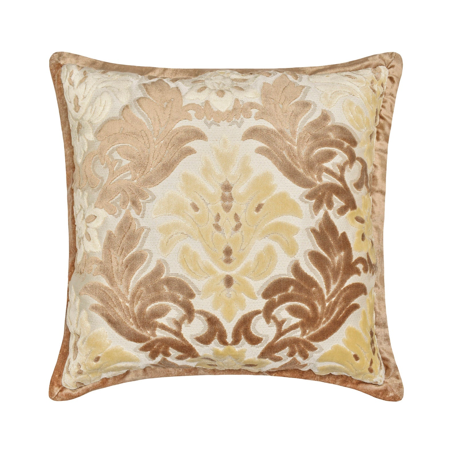 Agatha Gold & Beige Velvet Throw Pillow Cover - Soft Luxury Decorative Cushion Case for Sofa, Bed, Living Room & Home Decor
