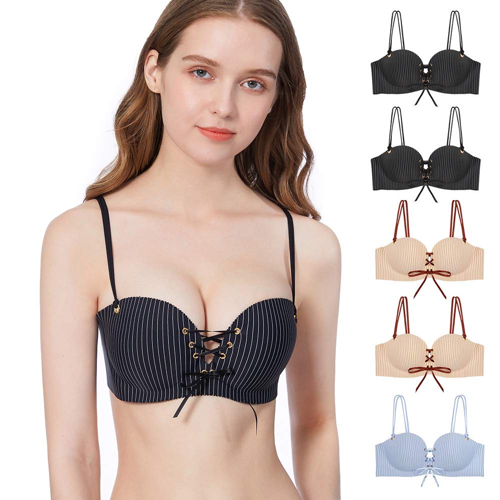 Eleplus Women's Push Up Bras - Seamless Padded Wireless Comfort Bra (5-Pack) | Perfect for Everyday Wear, Workouts & Special Occasions