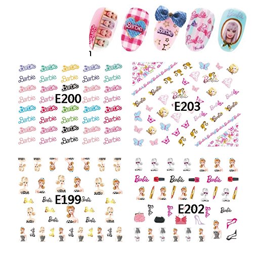 KADS Barbie 3D Nail Art Stickers - 11 Unique False Nail Designs for Manicure, Water Decals & Nail Art Tips - Perfect for Parties, Weddings & Special Occasions