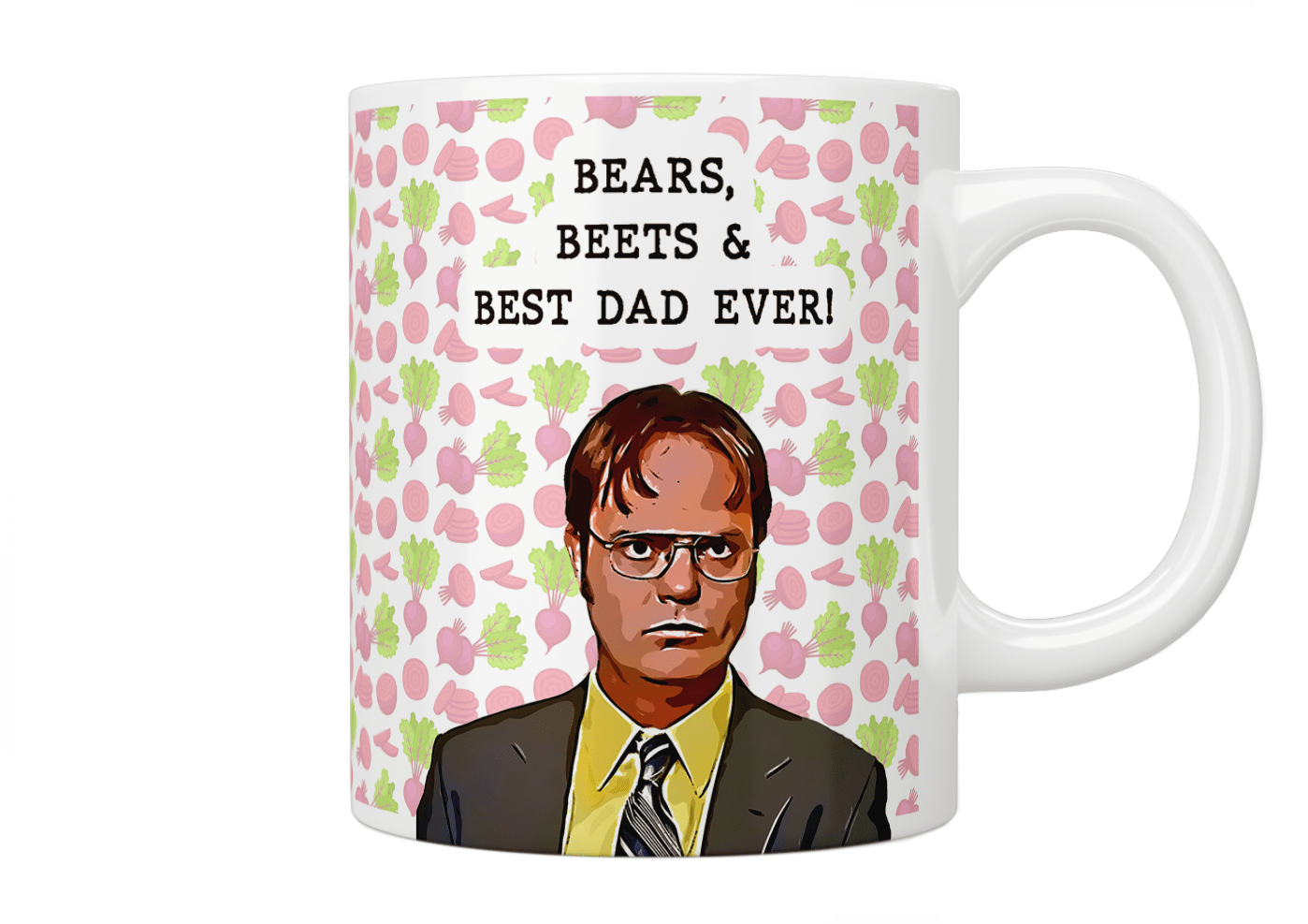 The Office TV Show Bears Beets Best Dad Ever Coffee Mug - Funny Gift for Fans, Office Workers & Dads - Perfect for Coffee, Tea & Hot Drinks at Home or Office