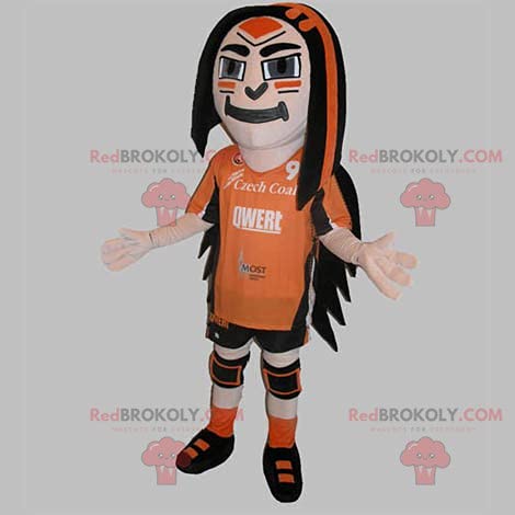 SPOTSOUND REDBROKOLY Mascot - Sporty Orange & Black Costume for Men | Perfect for Sports Events, Halloween & Cosplay