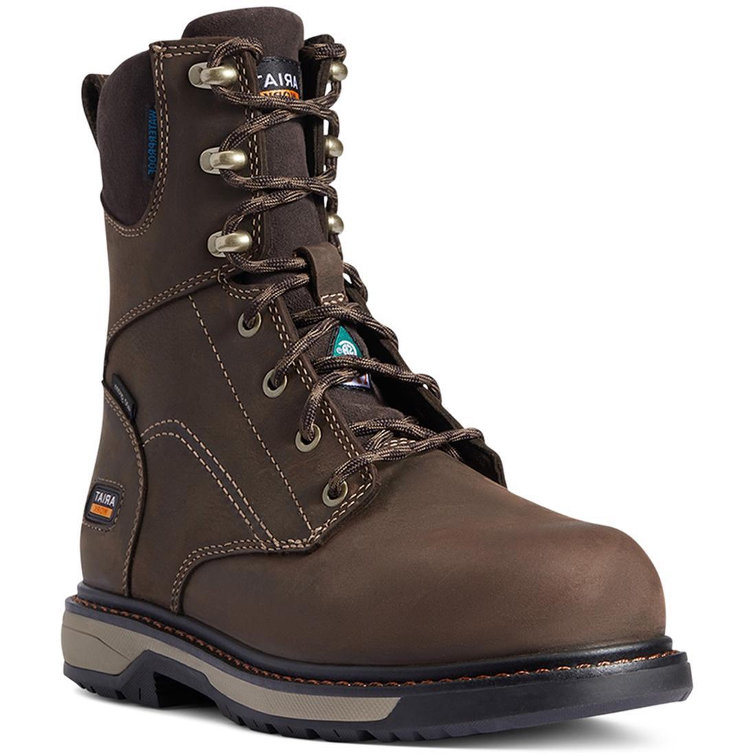 Riveter 8 Women's CSA Certified Glacier Grip Waterproof 400g Composite Toe Work Boots - Brown - Slip Resistant Safety Shoes for Construction, Warehouse & Outdoor Work