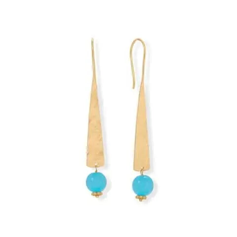 14K Gold Plated Aqua Chalcedony Earrings for Women - Elegant Dangle Earrings for Party, Wedding & Everyday Wear | M H W ACCESSORIES