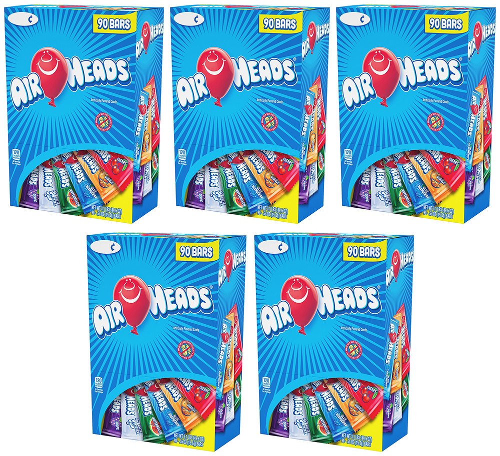 Airheads Variety Pack Chewy Fruit Candy - 90 Count (Pack of 5) | Bulk Assorted Flavors | Perfect for Halloween, Parties & School Snacks