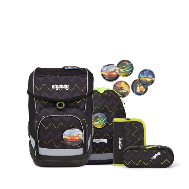 Ergobag SET Cubo 5-Piece School Backpack with 200 BearPower - Durable Kids Bookbag for Elementary Students, Perfect for School, Travel & Outdoor Adventures