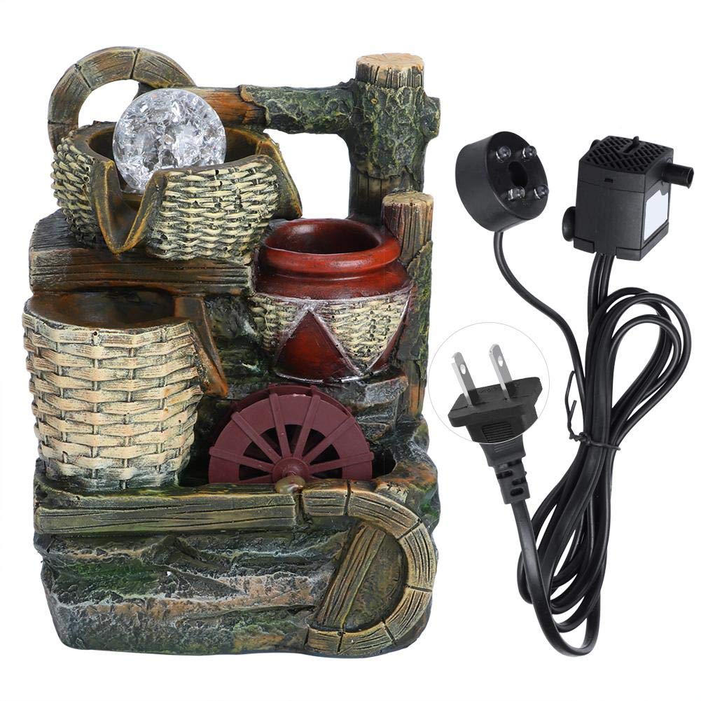 Illuminated Desktop Water Fountain - Modern Mini Waterfall Decor with LED Lights, Small Rockery Flowing Water Feature for Home, Office, Living Room, Hallway Tabletop Decor (Style 2) - Perfect for Relaxation, Meditation & Stress Relief