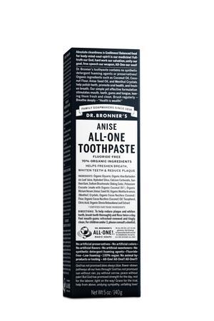 Dr. Bronner's All-One Toothpaste - Anise Flavor, Organic & Natural, Fluoride-Free, Vegan - Freshens Breath & Promotes Oral Health - Perfect for Daily Use & Travel