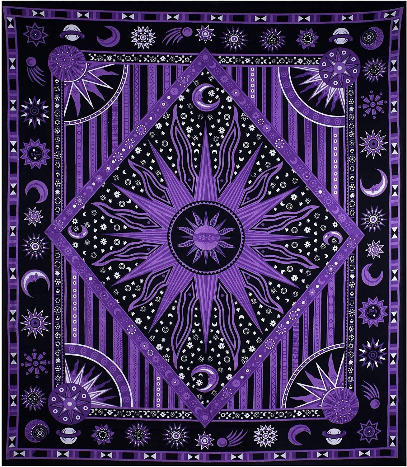 Celestial Tie Dye Tapestry - Moon Star Boho Wall Hanging for Bedroom & Dorm Decor