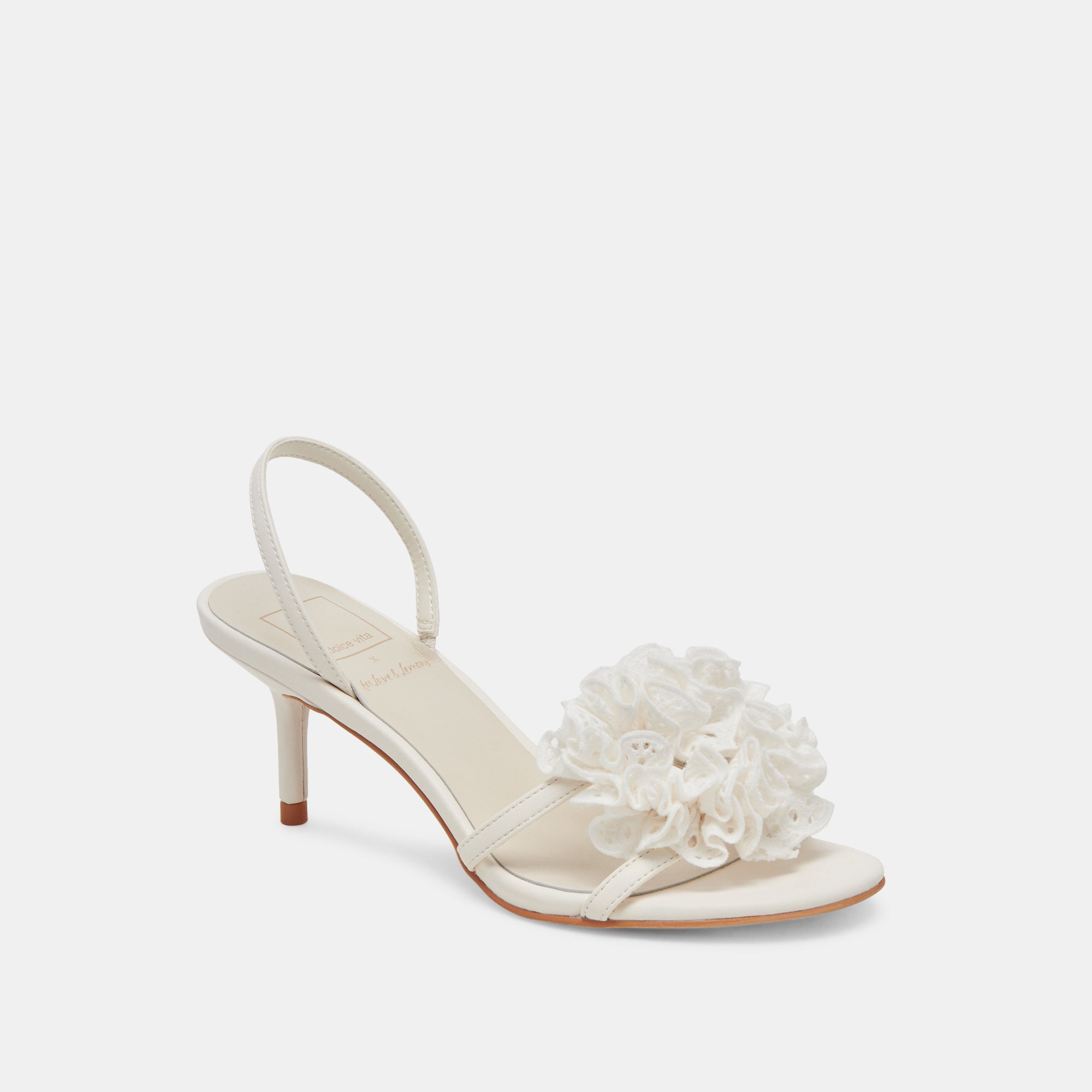 CECILA Women's White Floral Eyelet Heels - Elegant Summer Sandals for Weddings, Parties & Casual Outings