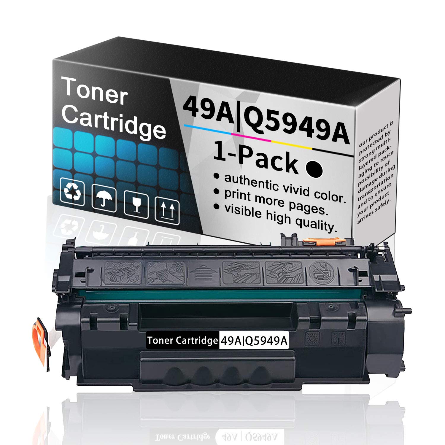 1 Pack Black Toner Cartridge 49A-Q5949A - Compatible Replacement for HP LaserJet 1320/1320n/1320nw/1320tn/3390/3392/1160 Printers - High Yield Printing for Office & Home Use