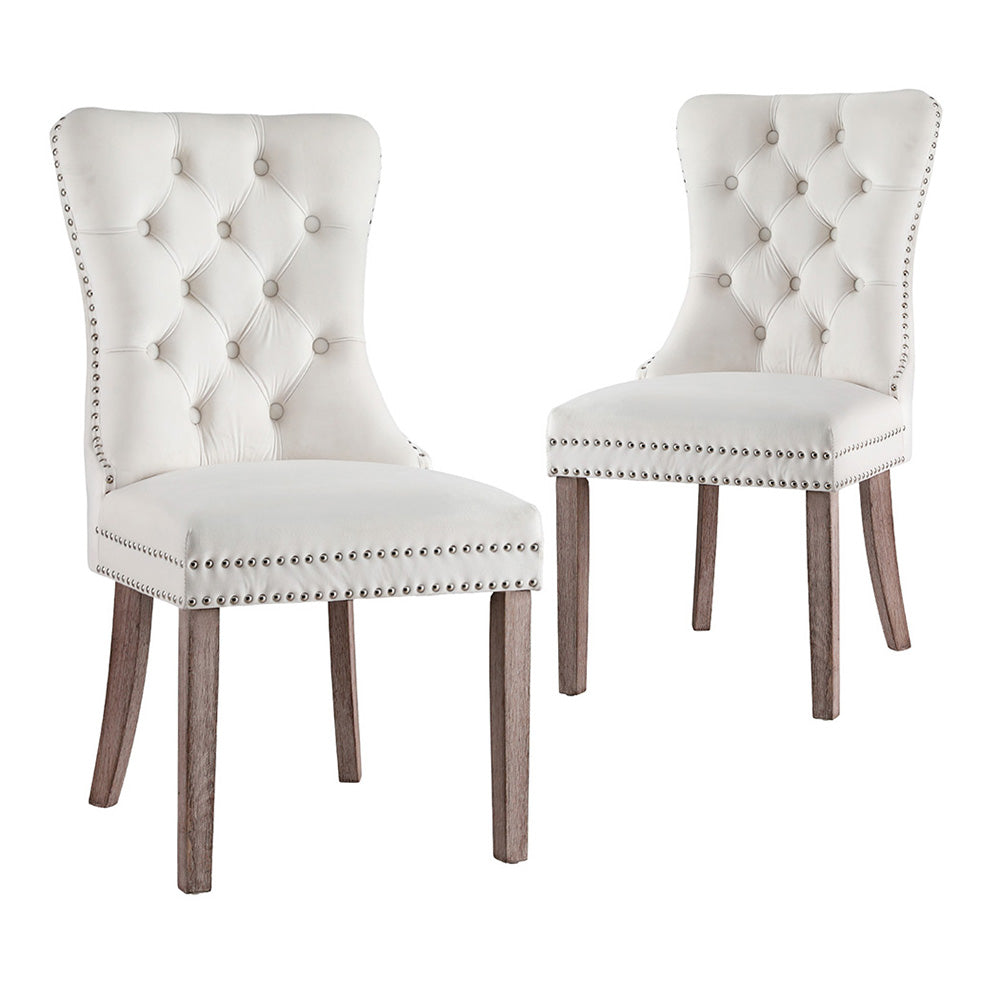 Artiss Dining Chairs Set of 2 - Beige Velvet Upholstered Modern Side Chairs for Kitchen, Dining Room, and Home Decor