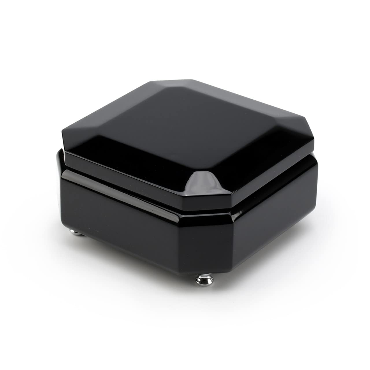 Midnight Black 18-Note Hi-Gloss Beveled Musical Jewelry Box with Multiple Song Selections (Including Feliz Navidad) - Perfect Gift for Christmas, Birthdays & Anniversaries