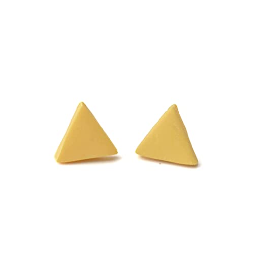 Minimalist Yellow Triangle Stud Earrings for Women - Geometric Clay Jewelry Gift Under $5 - Perfect for Everyday Wear, Gifts & Boho Fashion