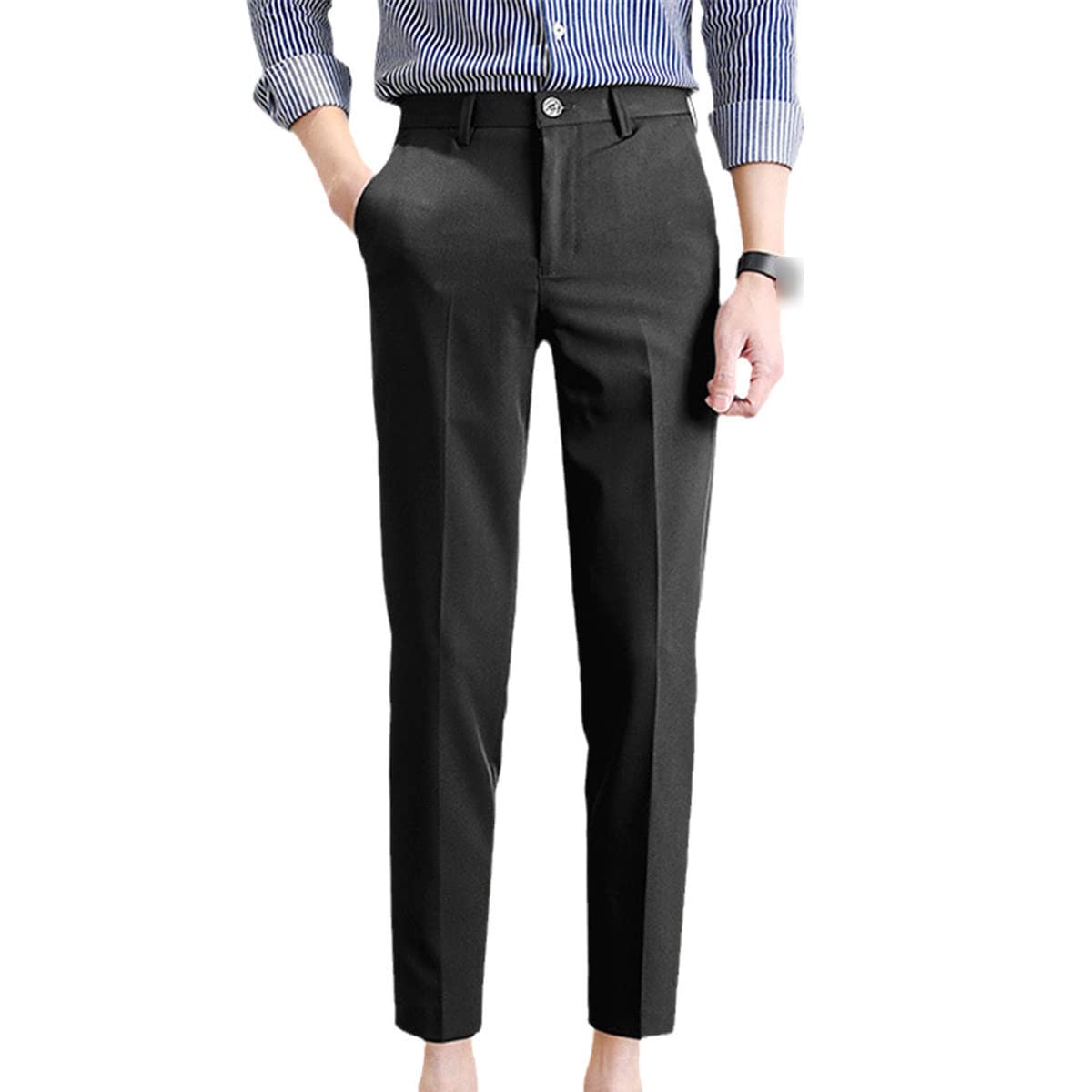 Men's Slim Fit Straight Dress Pants for Business Casual - Formal Office Trousers with Pockets | Perfect for Work, Weddings & Professional Events