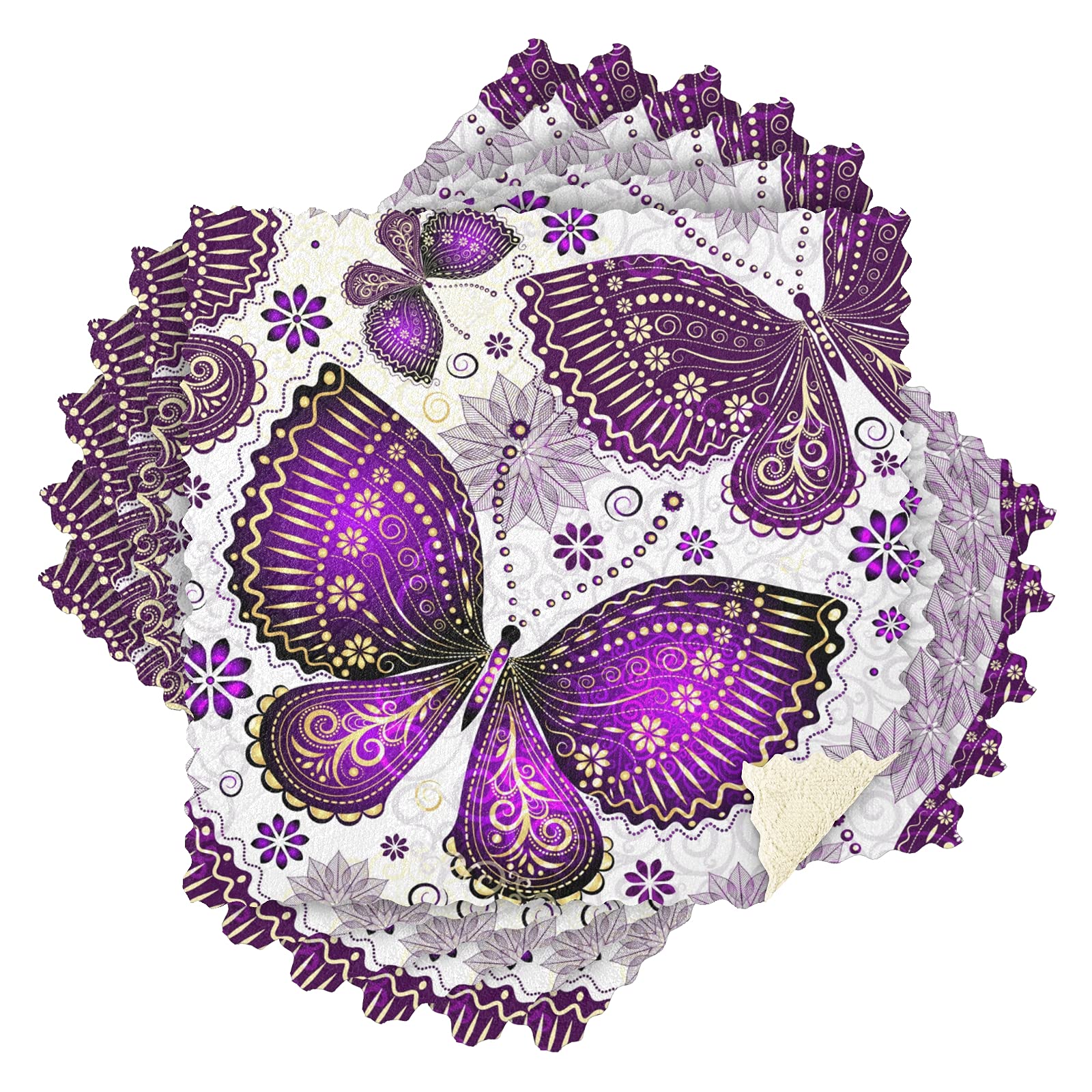 ALAZA 6-Pack Purple Butterfly & Violet Flower Kitchen Towels - Super Soft, Fast Drying Dishcloths (11x11 Inches) for Dishes, Bar, Tea & Home Decor