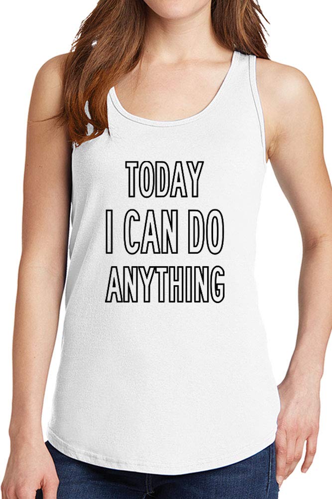 Women's Inspirational 'Today I Can Do Anything' Cotton Tank Tops - XS to 4XL - Perfect for Yoga, Gym Workouts & Everyday Casual Wear