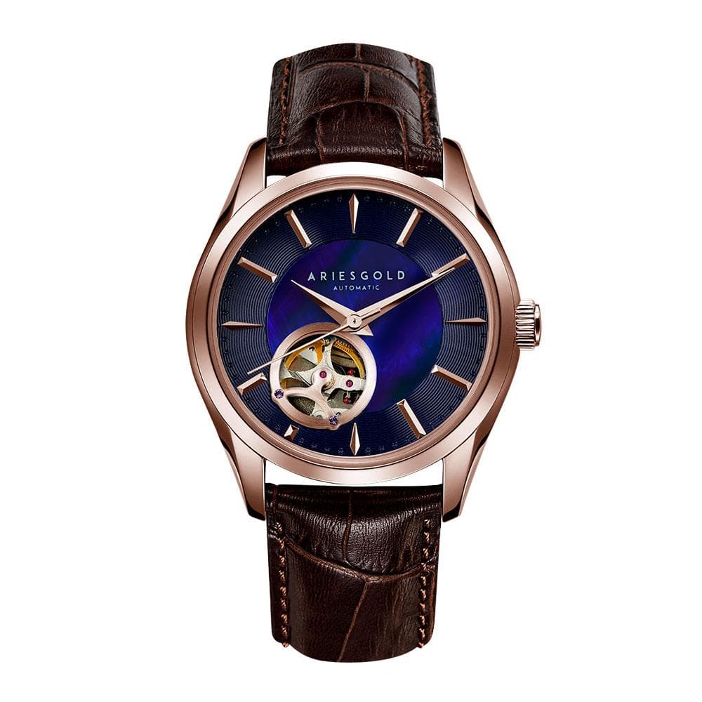 Aries Gold Blue Dial Women's Watch with Brown Leather Strap - L 9023 RG BU - Elegant Timepiece for Office, Party & Everyday Wear