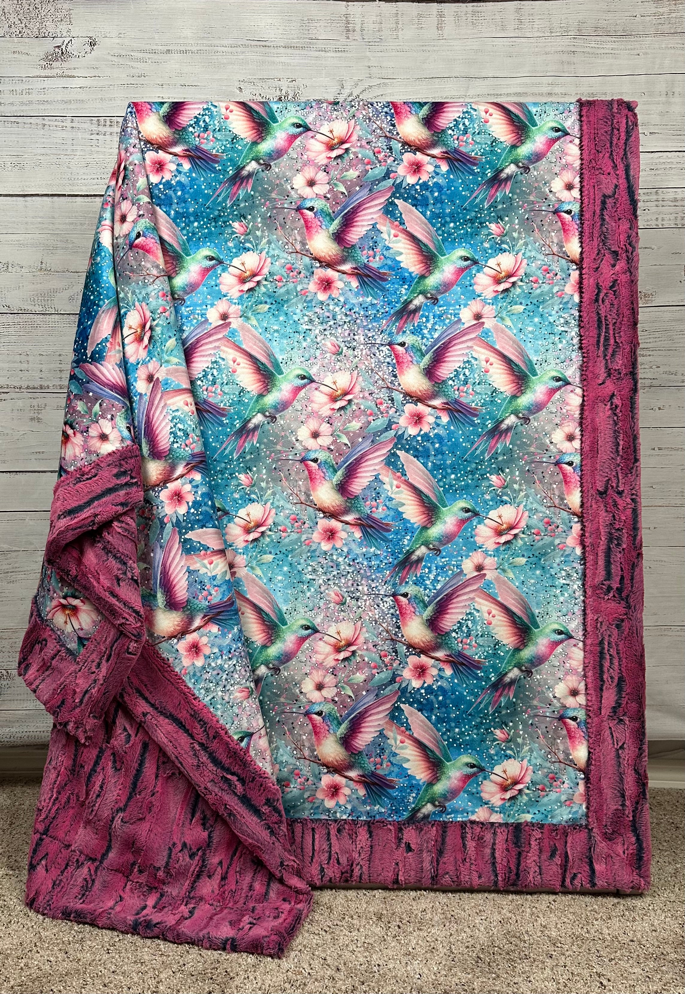 Hummingbirds on Azalea Luxe Large 54x79 Minky Blanket - Ultra Soft Throw for Bed, Couch & Nursery - Perfect Gift for Women & Home Decor