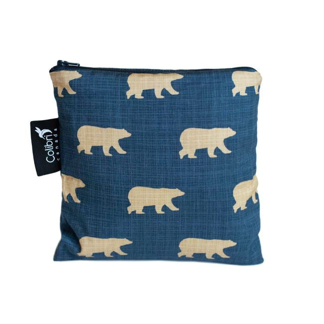 Colibri Large Reusable Snack Bags with Bear Design - Eco-Friendly Food Storage for Kids Lunch, Picnics, and Travel - BPA-Free, Washable, and Durable