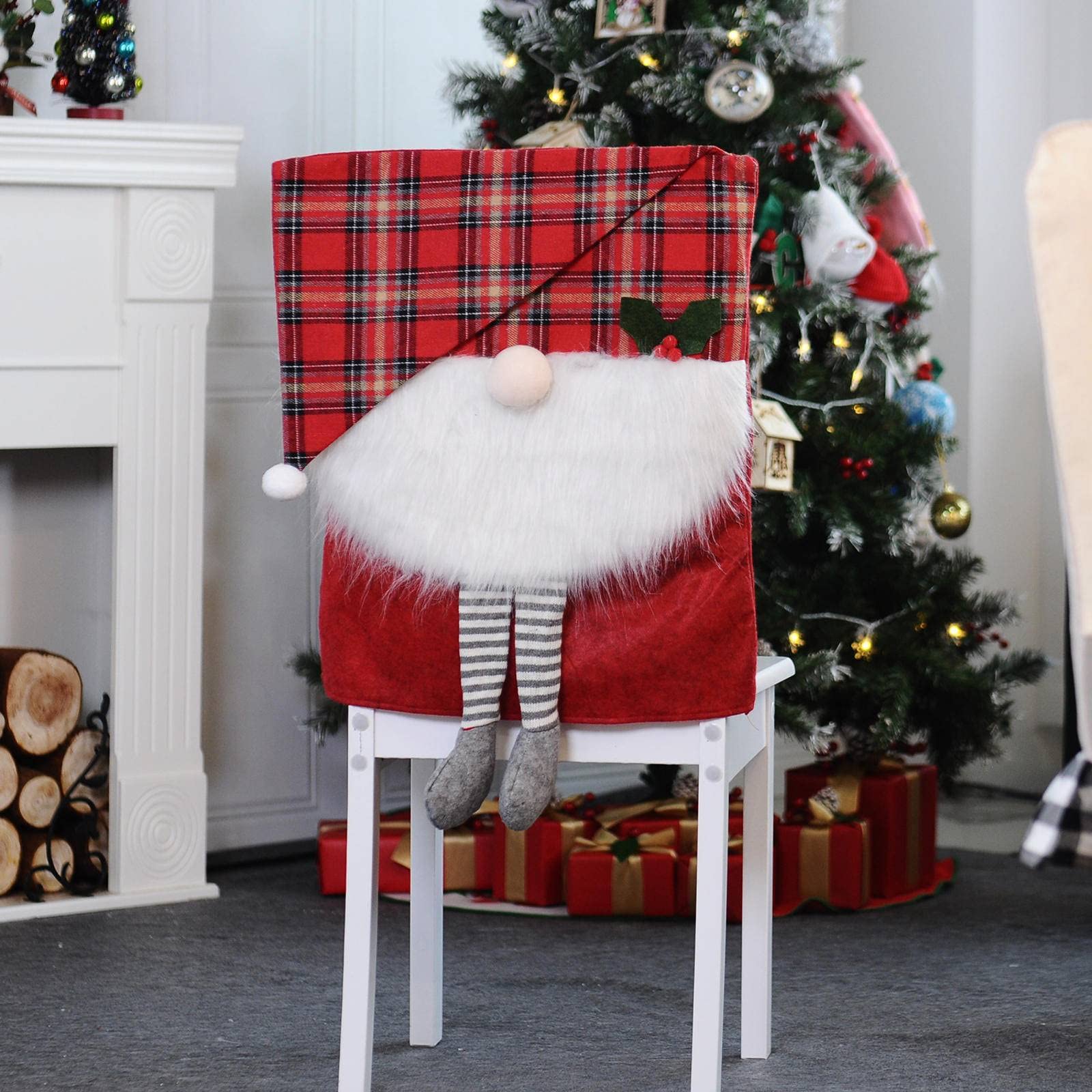 KBREE Faceless Elderly Chair Cover - Christmas Chair Decoration & Back Cover for Holiday Home Decor | Perfect for Nursing Homes, Living Rooms & Festive Gatherings