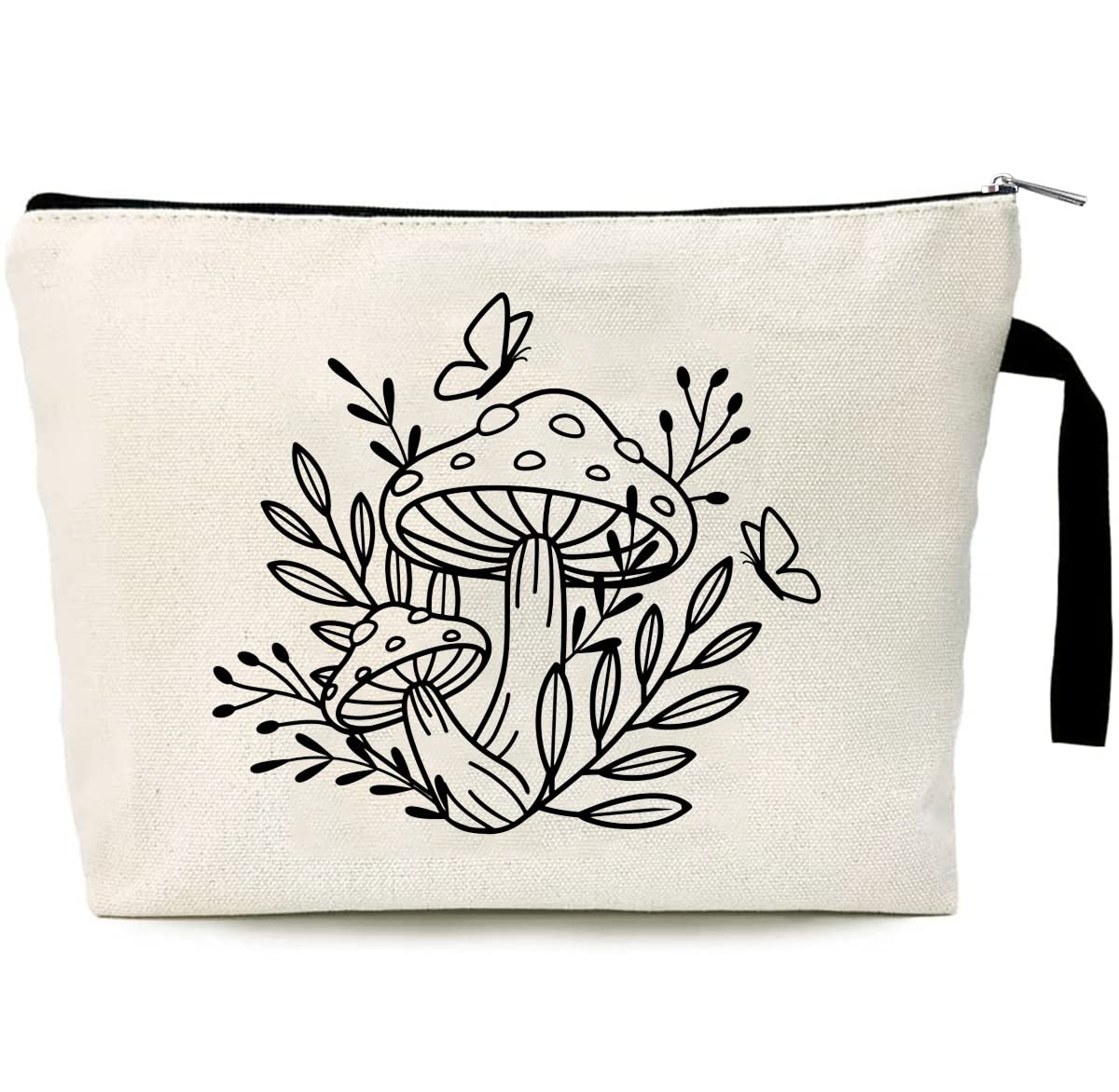 Magic Mushroom Cosmetic Bag for Women - Waterproof Canvas Makeup Bag for Travel, Purse & Toiletry Storage - Cute Girls Gift Idea for Birthday, Festival & Daily Use